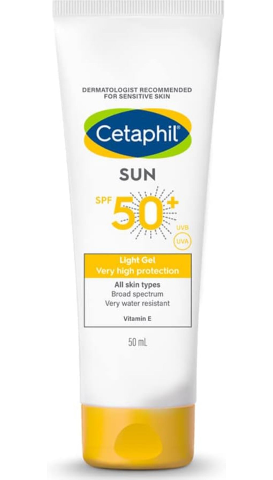 Cetaphil Sun SPF 50 Sunscreen For Combination Skin Type, Very High Protection Lightweight Gel, Water-resistant, Vitamin E, 50 ml
