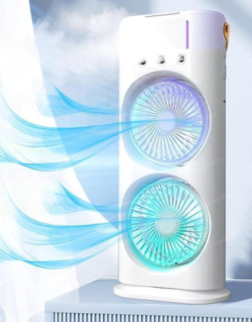 Portable Fan Double Ended Spray Fan Desk Fan with Cooler USB Rechargeable Mini Desktop Table Cooling Fan